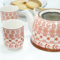Комплект Керамичен Чайник За Билков Чай - Кехлибар