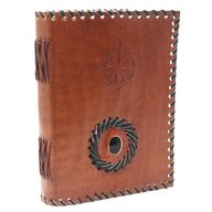 Кожен бележник с черен оникс и компас (7x5")