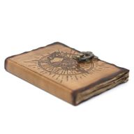 Кожен бележник с пентагон и череп с детайл на изгаряния (7x5")