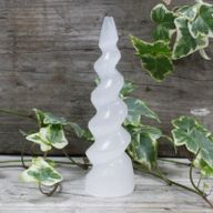 Селенитова Спирална Кула (Рог от Еднорог) - 15 см