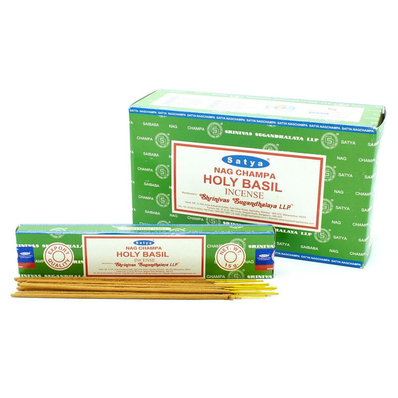 Ароматни Тамянови Пръчици "Satya" - 15гр - Nag Champa Тулси (свещен босилек)