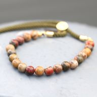 18K златно покритие със скъпоценни камъни Moss String гривна - Пикасо яспис