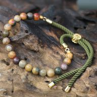 18K златно покритие със скъпоценни камъни Moss String гривна - Пикасо яспис