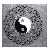 Черно-бяла двуслойна памучна покривка за легло и стенно украшение - Ying yang