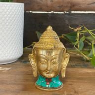Латунова фигура на Буда - голяма глава - 11.5 cm