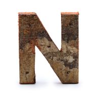 Буква от кора на дърво в рустик стил   - "N"  -  7 см