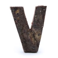 Рустикална буква от кора   - "V"  -  7 см