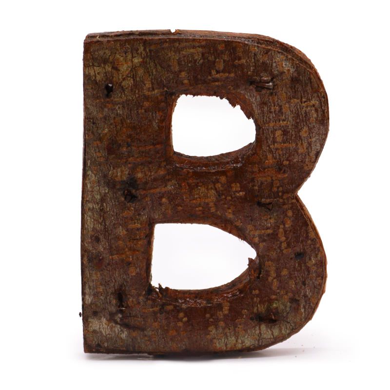 Буква от кора в рустик стил   - "B"  -  7 cm
