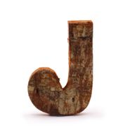 Буква от кора на дърво в рустикален стил   - "J"  -  7cm