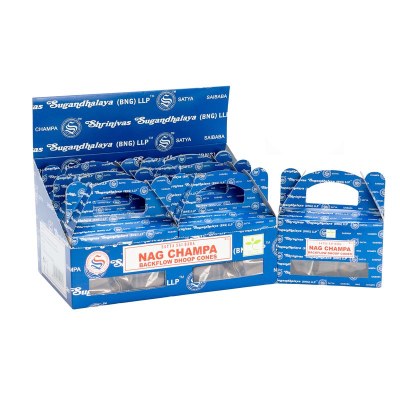 Кутия с 24бр "Satya" Nag Champa Dhoop Конуси с Ефект на Обратен Поток