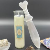 Селенит голям ритуален нож - спирален (25 см)
