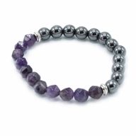 Гривна с фасетирани скъпоценни камъни - магнитен аметист