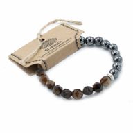 Браслет с фасетирани скъпоценни камъни - магнитно тигрово око