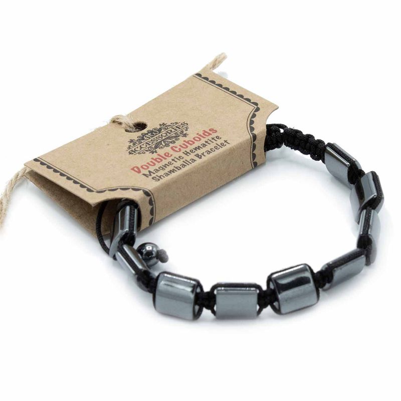 Магнитна хематитова гривна Шамбала - два кубоида