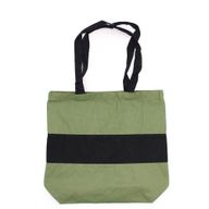 Двуцветна памучна чанта - 38x42x12 см - зелено и черно - 10 унции