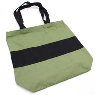 Двуцветна памучна чанта - 38x42x12 см - зелено и черно - 10 унции