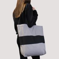 Двуцветна памучна чанта - 38x42x12 см - зелено и черно - 10 унции