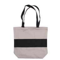 Двуцветна памучна чанта - 38x42x12см - Сиво и черно - 10oz