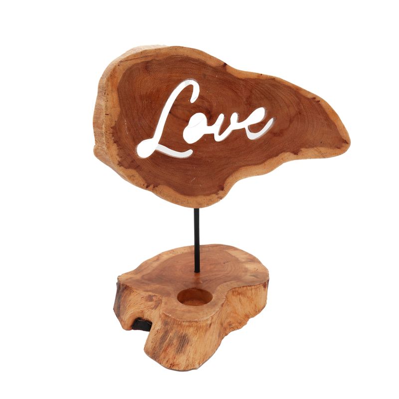 Дървен Свещник с Надпис Love