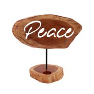 Дървен Свещник с Надпис Peace