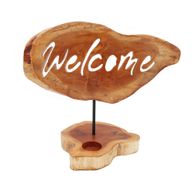 Дървен Свещник с Надпис Welcome