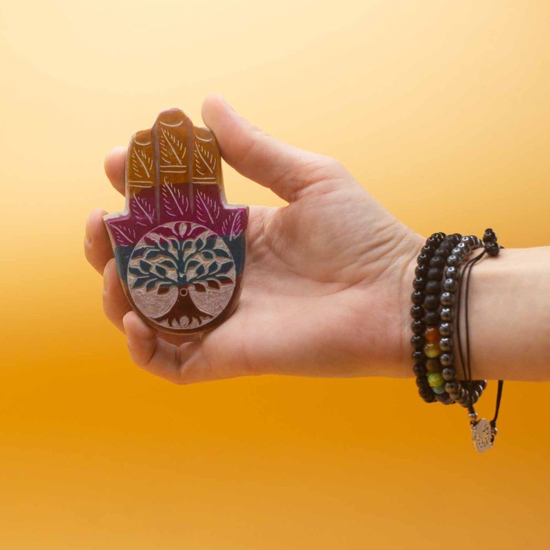 Поставка за Тамян от Стеатит "Hamsa" - 9x6см - Дървото на Живота