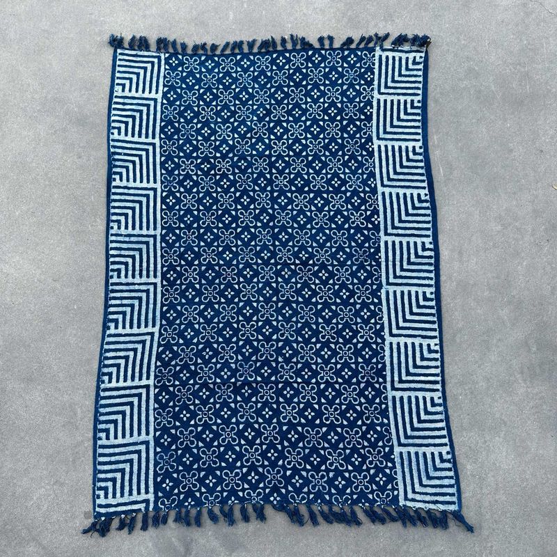 Ръчно изработено индигово одеяло - 170x120 см - Kasba Tiles