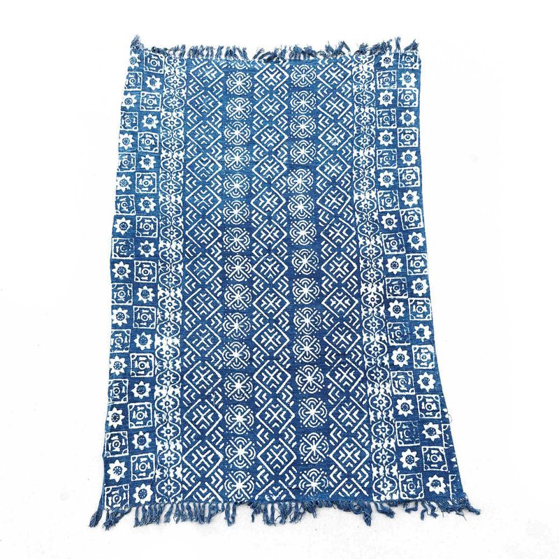 Ръчно изработено индигово покривало - 170x120 см - Desi Stripes