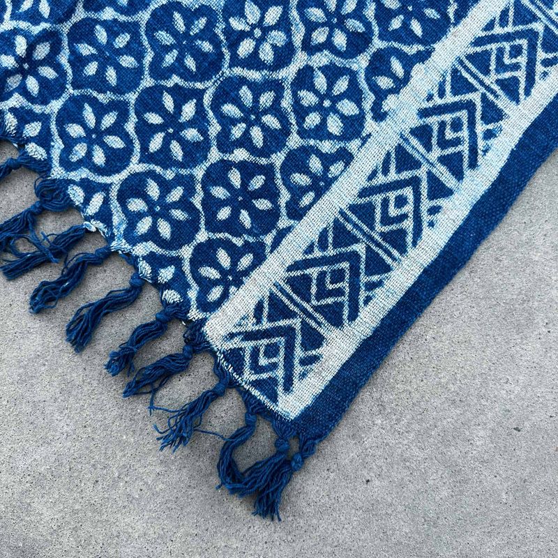 Ръчно изработена индиго пътека - 170x60 см - Madjid Tiles