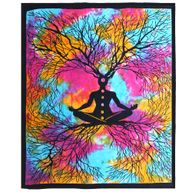 Двойно памучно покривало за легло + стенна украса - Yoga Tree