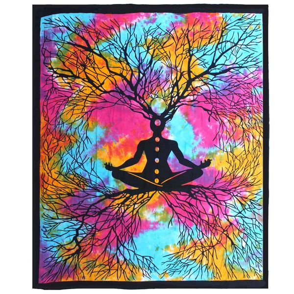 Двойно памучно покривало за легло + стенна украса - Yoga Tree