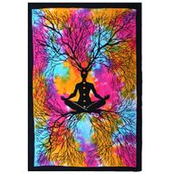 Памучна покривка за едноспално легло + стенно висящо украшение - Yoga Tree