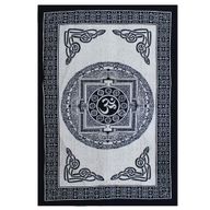 Памучно покривало за едно легло + стенна украса - моно - OM Mandala
