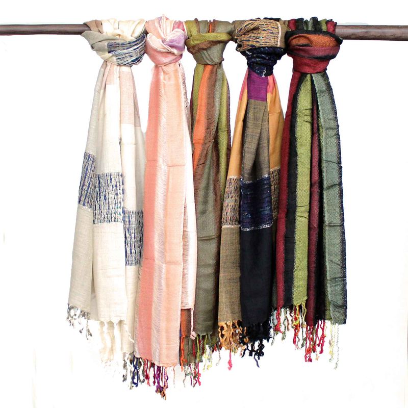 Големи индийски бохо шалове - 71x183 см - случайни зелени