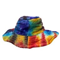 Шапка за фестивал Boho от коноп и памук, патчворк и жични ръбове - Tiedye