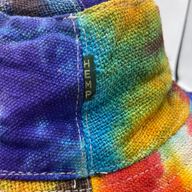 Шапка за фестивал Boho от коноп и памук, патчворк и жични ръбове - Tiedye