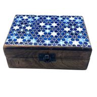 Керамична Кутия от Манго Сини Звезди - 15x10x6 см