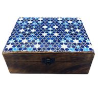 Голяма Керамична Кутия Сини Звезди - 20x15x7.5 см