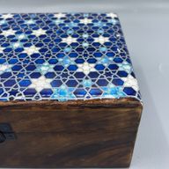 Голяма Керамична Кутия Сини Звезди - 20x15x7.5 см