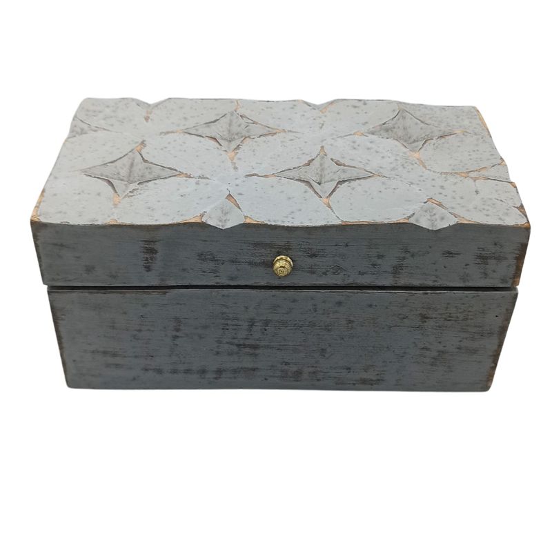 Винтидж Деко Кутия Сива Звезда 22x12x10 см