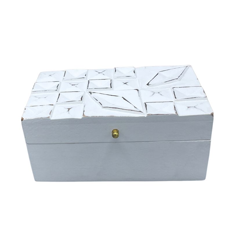 Винтидж Деко Кутия Бели Диаманти 22x12x10 см