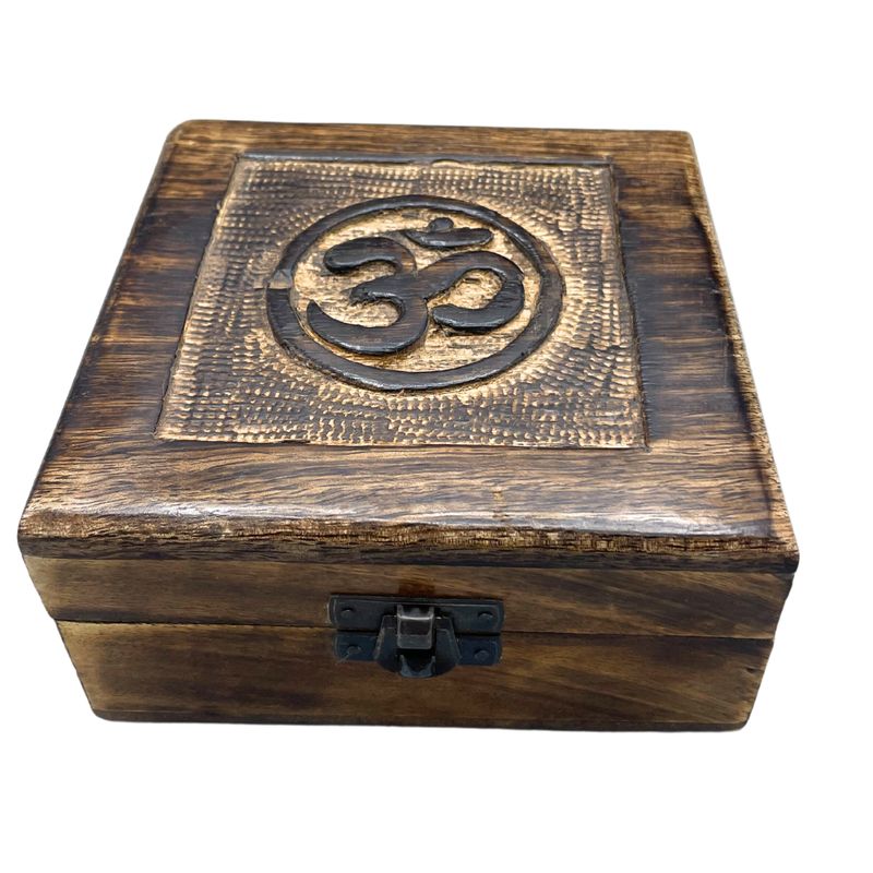 Квадратна дървена кутия за спомени 13x13x6 см - Om
