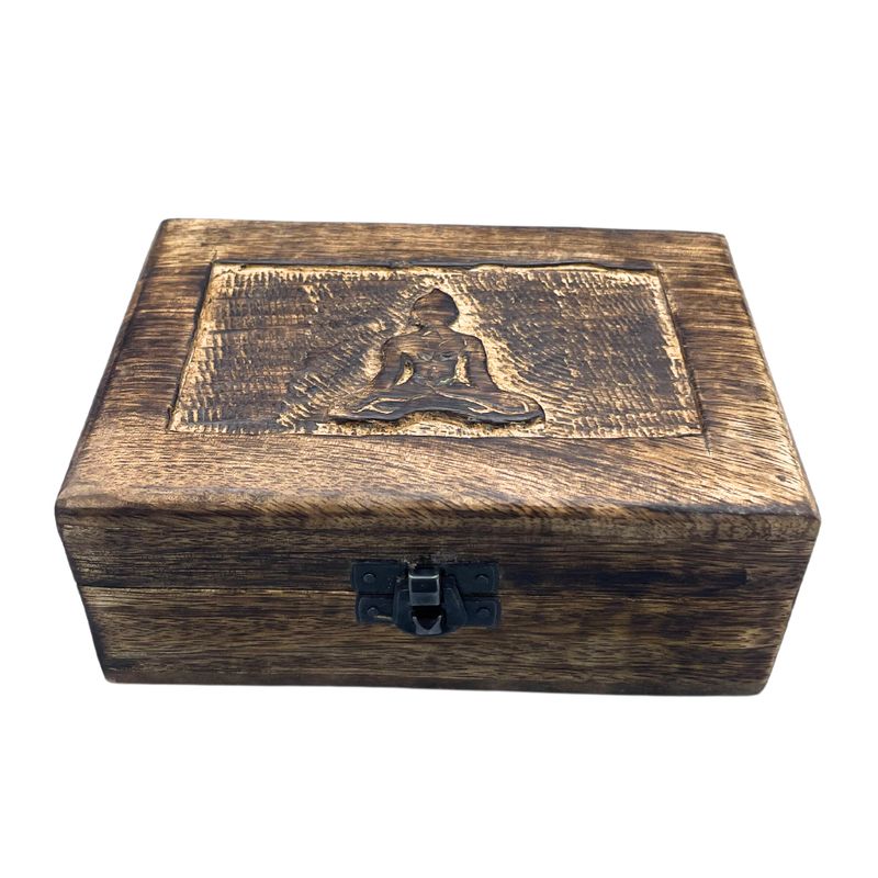 Средна дървена сувенирна кутия 15x10x6 см - Буда