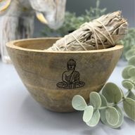 Дървена Ритуална Купа - Буда - 12x7см