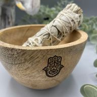 Дървена Ритуална Купа - Hamsa - 12x7см