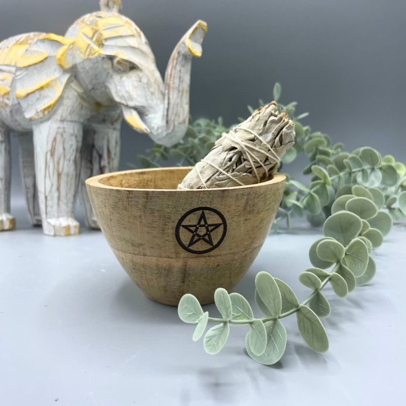 Дървена Ритуална Купа - Пентаграм - 12x7см