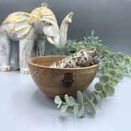 Дървена Ритуална Купа - Hamsa - 14x7см