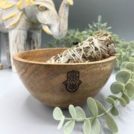 Дървена Ритуална Купа - Hamsa - 14x7см