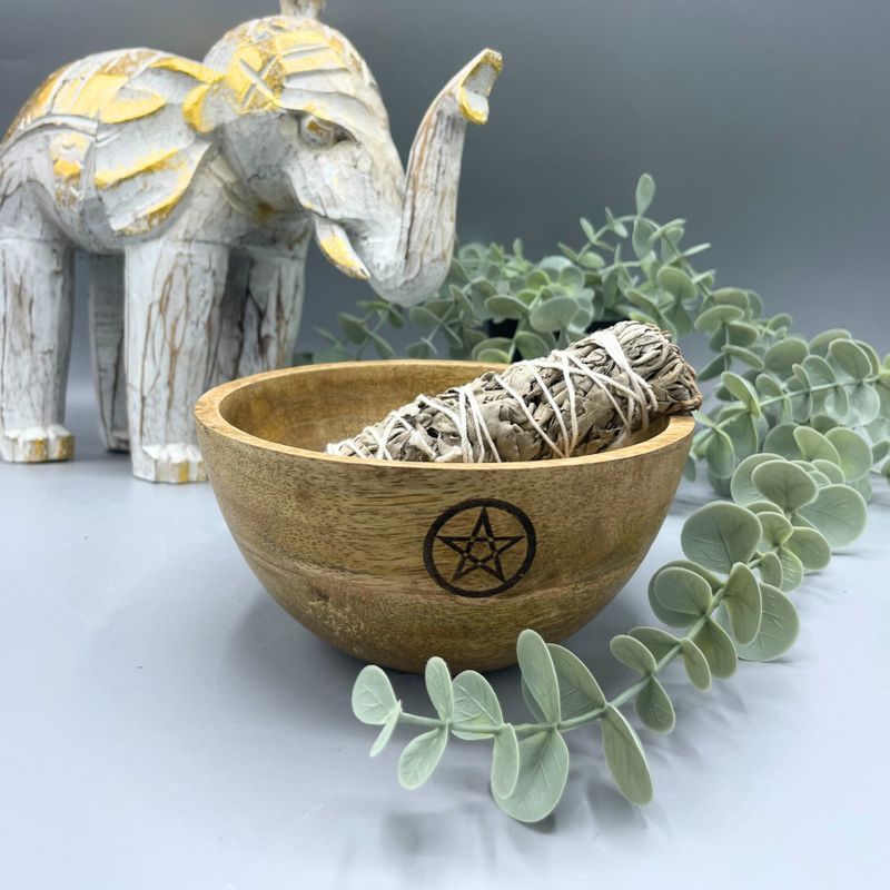 Дървена Ритуална Купа - Пентаграм - 14x7см