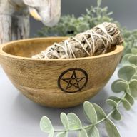 Дървена Ритуална Купа - Пентаграм - 14x7см